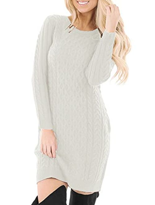 Spadehill Womens Cable Knit Long Sleeve Winter Sweater Dress