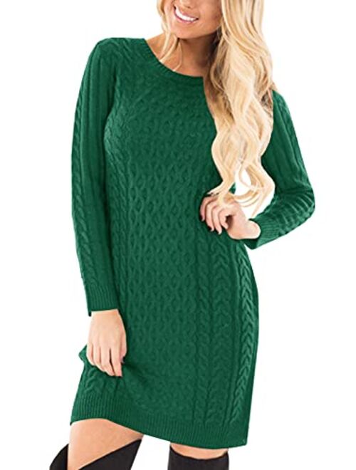 Spadehill Womens Cable Knit Long Sleeve Winter Sweater Dress