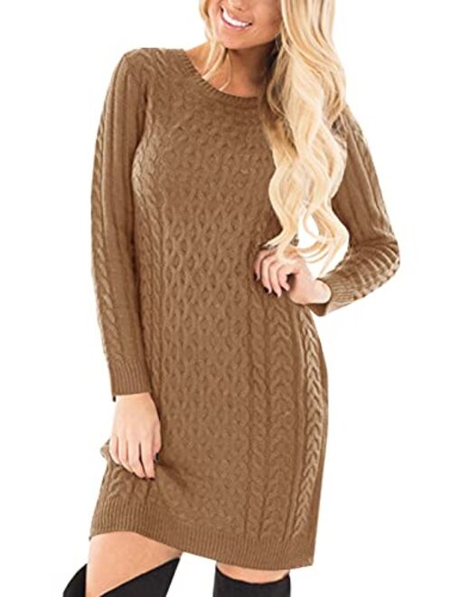 Spadehill Womens Cable Knit Long Sleeve Winter Sweater Dress