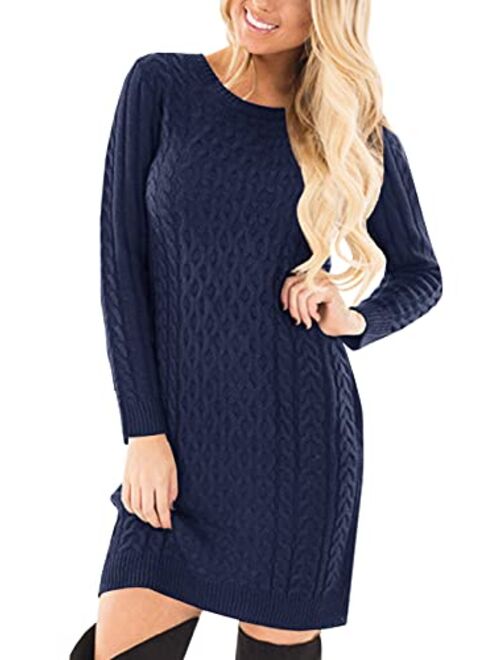 Spadehill Womens Cable Knit Long Sleeve Winter Sweater Dress