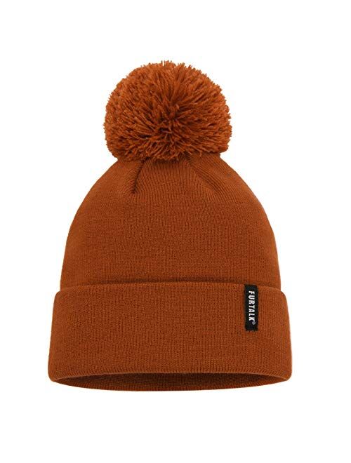 FURTALK Toddler Winter Hat Baby Boys Girls Pom Pom Beanie Hat Double Layer Kids Knit Winter Pom Hats