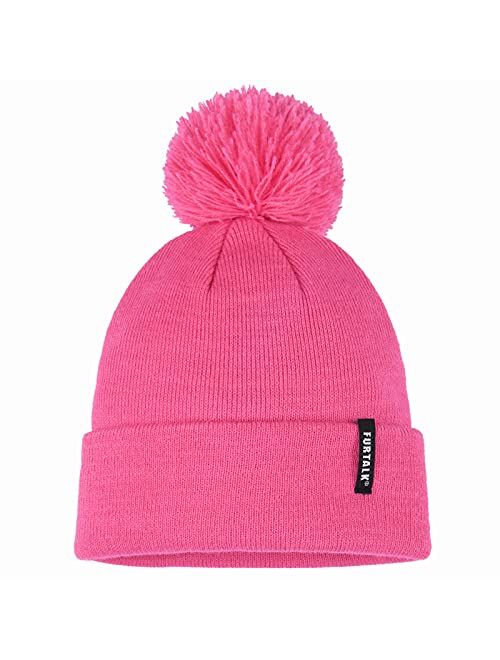 FURTALK Toddler Winter Hat Baby Boys Girls Pom Pom Beanie Hat Double Layer Kids Knit Winter Pom Hats