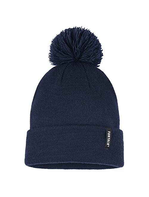 FURTALK Toddler Winter Hat Baby Boys Girls Pom Pom Beanie Hat Double Layer Kids Knit Winter Pom Hats