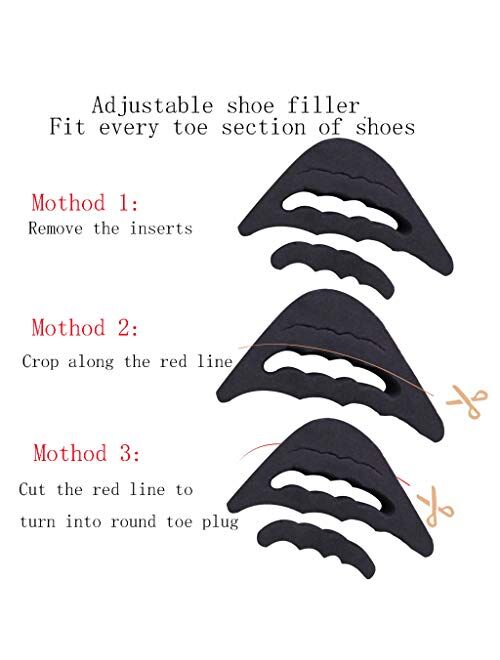 12 Pcs Heel Cushion Inserts Toe Fillers Pads for Womens Shoes to Big, Heels Grips Liners Fille Non Slip Pad Pain Blister Protectors for Pointe Shoe Men (Black and Khaki)