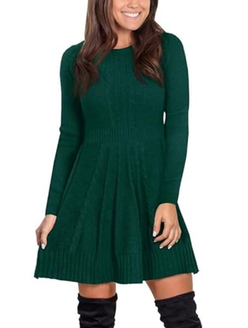 Simplee Women's Long Sleeve Bodycon Sweater Dress Cable Knit