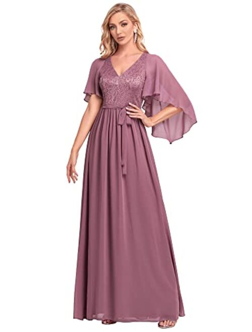 Ever-Pretty Women's A-line Shawl V-Neck Chiffon Evening Party Dress 0640