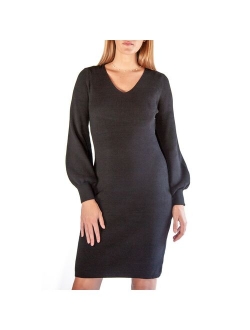 Women's Nina Leonard Balloon-Sleeve Sheath Sweater Dress