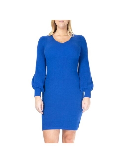 Women's Nina Leonard Balloon-Sleeve Sheath Sweater Dress