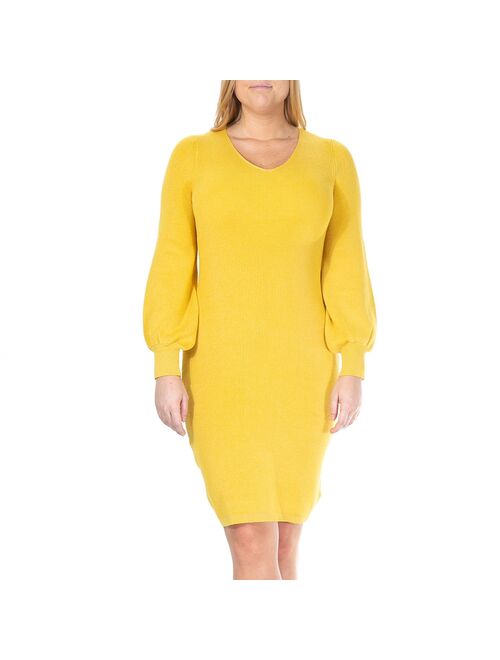 Women's Nina Leonard Balloon-Sleeve Sheath Sweater Dress