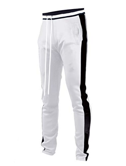 Screenshotbrand Mens Hip Hop Premium Slim Fit Track Pants - Athletic Jogger Bottom with Side Taping