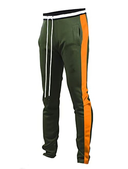 Screenshotbrand Mens Hip Hop Premium Slim Fit Track Pants - Athletic Jogger Bottom with Side Taping