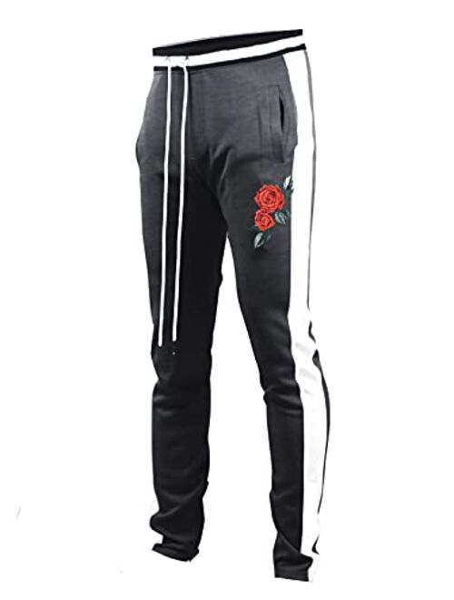 Screenshotbrand Mens Hip Hop Premium Slim Fit Track Pants - Athletic Jogger Bottom with Side Taping