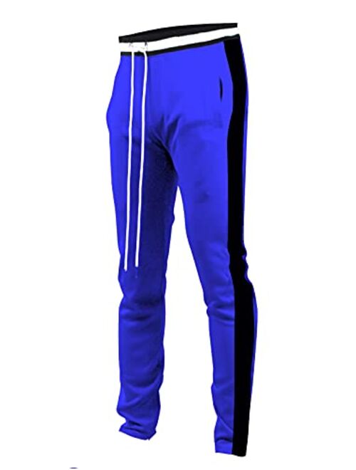 Screenshotbrand Mens Hip Hop Premium Slim Fit Track Pants - Athletic Jogger Bottom with Side Taping