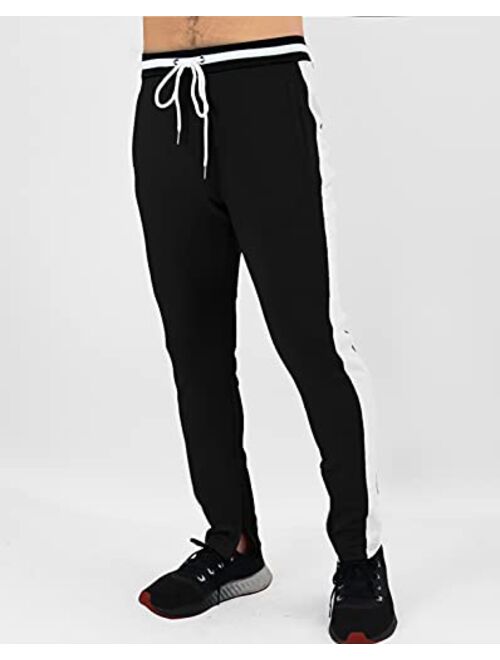 SCREENSHOT Sports Mens Athletic Premium Slim Fit Gym Track Pants - Workout Jogger Bottom with Side Taping Sportswear