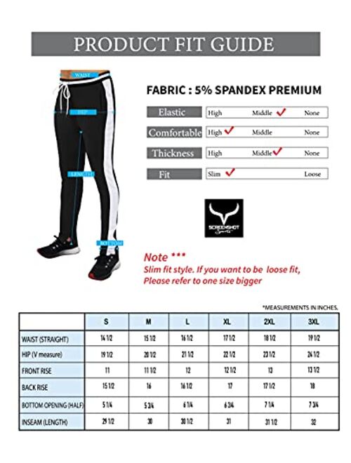 SCREENSHOT Sports Mens Athletic Premium Slim Fit Gym Track Pants - Workout Jogger Bottom with Side Taping Sportswear