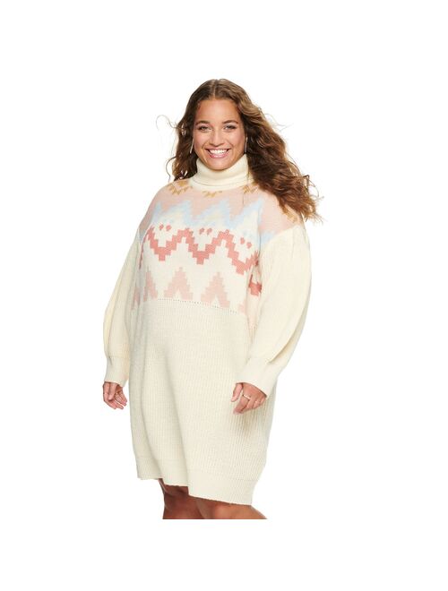 Juniors' Plus Size SO® Oversized Turtleneck Sweater Dress