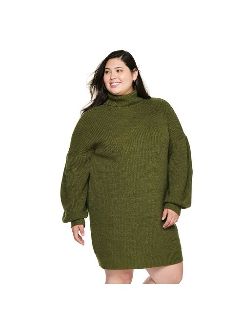 Juniors' Plus Size SO® Oversized Turtleneck Sweater Dress