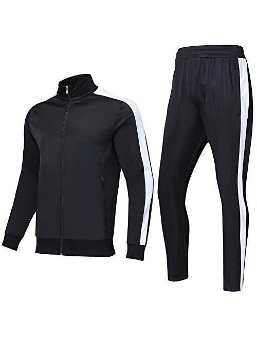 Shinestone Mens Tracksuit Set Sports Gym Training Suits Sportswear Sets with Full Zipper for Men