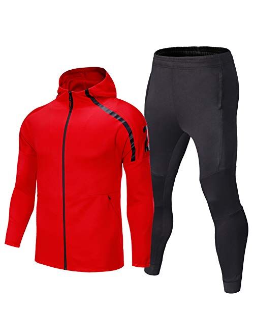 Shinestone Mens Tracksuit Set Sports Gym Training Suits Sportswear Sets with Full Zipper for Men