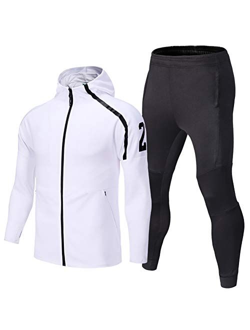 Shinestone Mens Tracksuit Set Sports Gym Training Suits Sportswear Sets with Full Zipper for Men