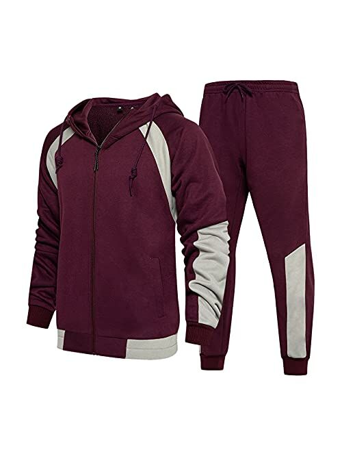 Runcati Mens Sweatshirt and Joggers 2 Pcs Track Suits Hoodies Sweatsuits Sports Set