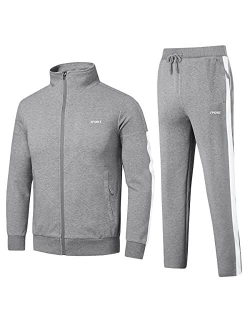 Cotrasen Men's Tracksuit 2 Piece Set Full Zip Casual Running Jogging Athletic Sweatsuit