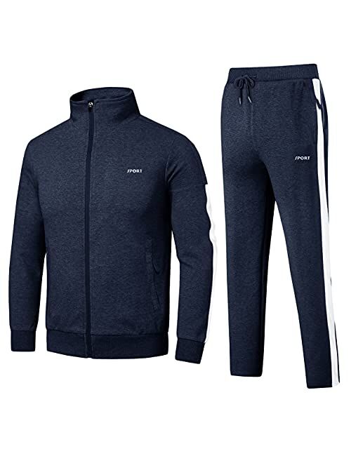 Cotrasen Men's Tracksuit 2 Piece Set Full Zip Casual Running Jogging Athletic Sweatsuit