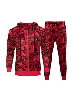 PASOK Men's Casual Tracksuit Set Long Sleeve Full-Zip Running Jogging Athletic Sweat Suits