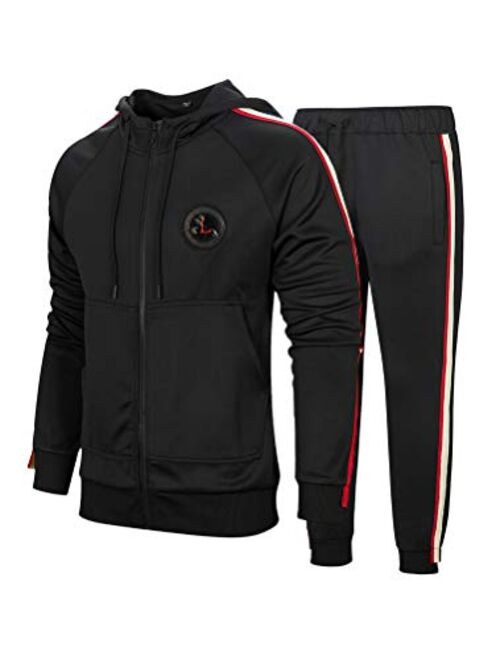 PASOK Men's Casual Tracksuit Set Long Sleeve Full-Zip Running Jogging Athletic Sweat Suits