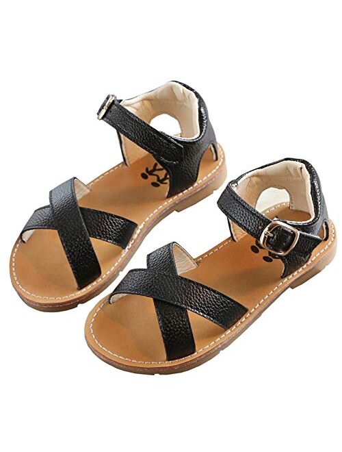 DADAWEN Girl's Summer Water Sandals Strappy Comfort Soft Flat Sandal (Toddler/Little Kid)