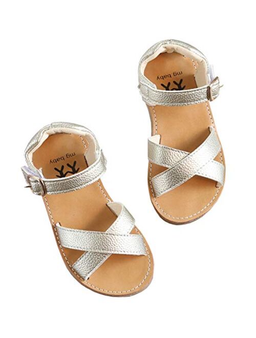 DADAWEN Girl's Summer Water Sandals Strappy Comfort Soft Flat Sandal (Toddler/Little Kid)