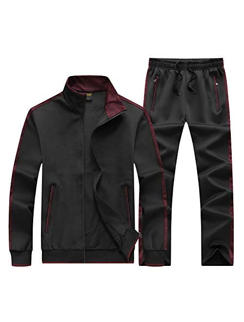 KASUNA Men's Casual Tracksuit Long Sleeve Full-Zip Running Jogging Athletic Sweat Suits Set