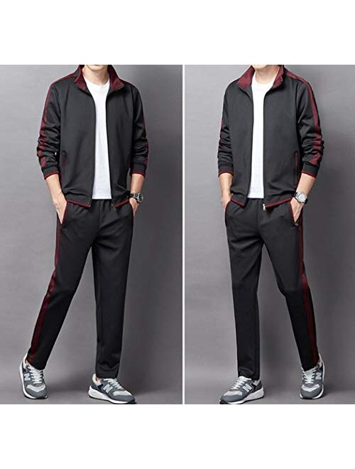 KASUNA Men's Casual Tracksuit Long Sleeve Full-Zip Running Jogging Athletic Sweat Suits Set