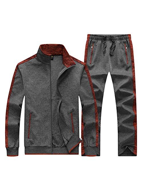 KASUNA Men's Casual Tracksuit Long Sleeve Full-Zip Running Jogging Athletic Sweat Suits Set