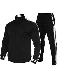 Mens Athletic 2-piece set Tracksuit Suit Casual Jogging Suits Sports Set