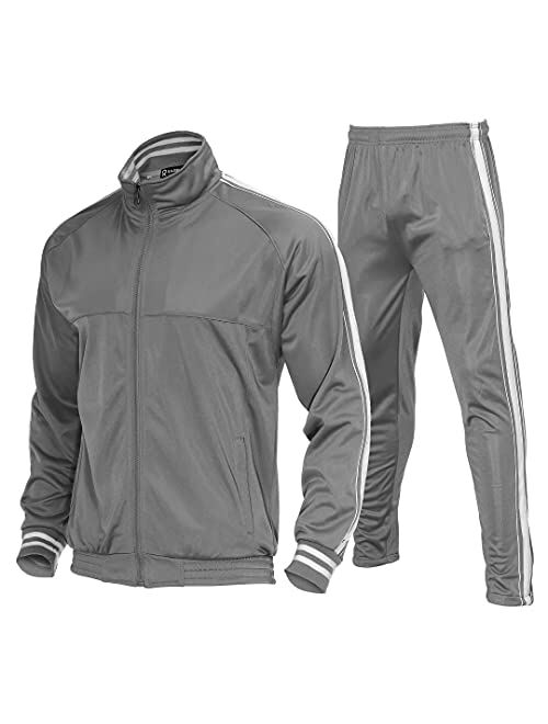 Mens Athletic 2-piece set Tracksuit Suit Casual Jogging Suits Sports Set