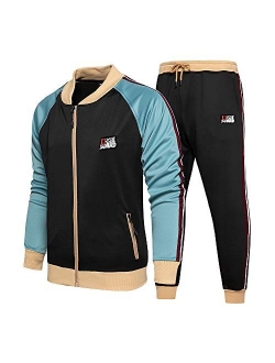 LBL Men's Casual Tracksuit Full Zip Running Jogging Athletic Sports Jacket and Pants Set