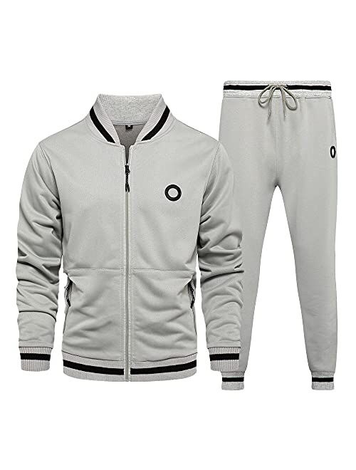 LBL Men's Casual Tracksuit Full Zip Running Jogging Athletic Sports Jacket and Pants Set