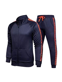 PASOK Men's Casual Tracksuit Set Full Zip 2 Pieces Jogging Athletic Sweat Suits