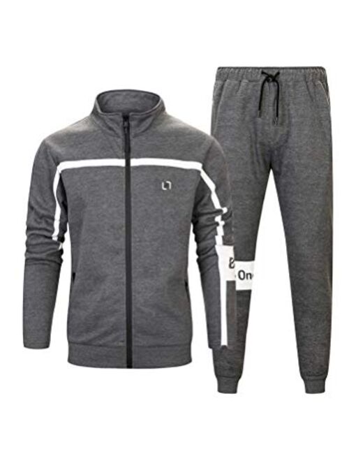 PASOK Men's Casual Tracksuit Set Full Zip 2 Pieces Jogging Athletic Sweat Suits