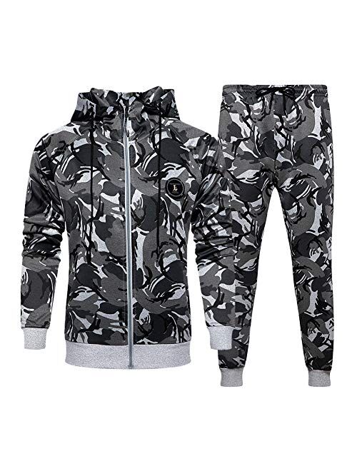 Mens Sweatsuits 2 Piece Hoodie Tracksuit Casual Comfy Camo Suits for Men