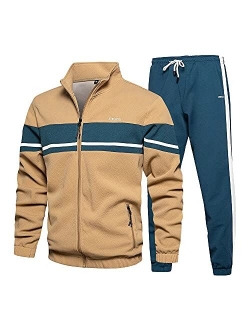 INVACHI Men's Casual 2 Pieces Athletic Full Zip Sports Sets Jacket & Pants Active Fitness Sweat Tracksuit Set