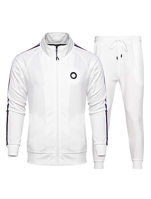 INVACHI Men's Casual 2 Pieces Athletic Full Zip Sports Sets Jacket & Pants Active Fitness Sweat Tracksuit Set