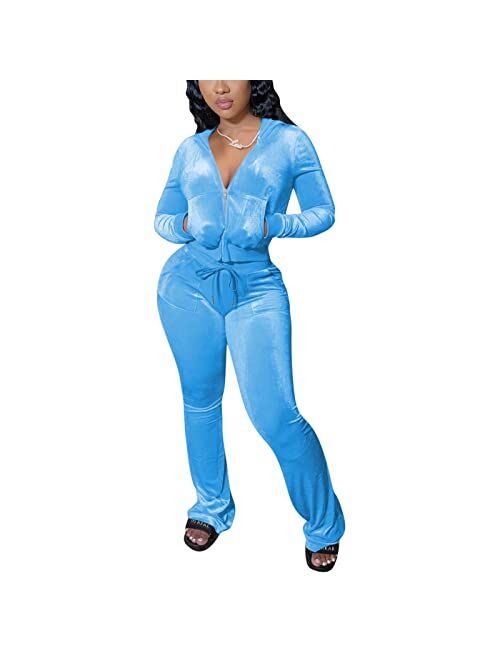 Tracksuit for Women Set 2 Piece Joggers Velour Jogging Sweat Outfits Hoodie and Sweatpants Set