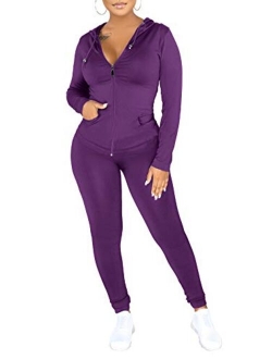 Women's Two Piece Tracksuit Set Long Sleeve Zipper Hoodie Jacket with Sweatpants Sweatsuit Jogger Workout Set