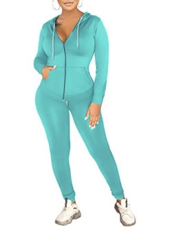 Women's Two Piece Tracksuit Set Long Sleeve Zipper Hoodie Jacket with Sweatpants Sweatsuit Jogger Workout Set