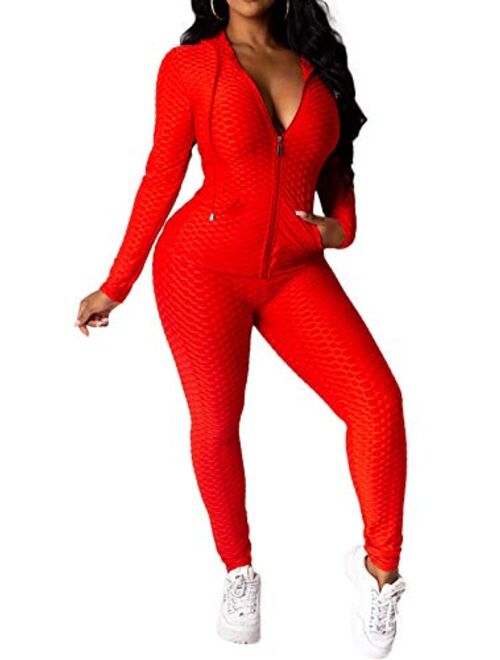 PRETTYGARDEN Women's Two Piece Tracksuit Set Long Sleeve Zipper Hoodie Jacket with Sweatpants Sweatsuit Jogger Workout Set