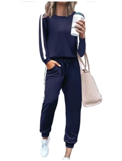 Women's Long Sleeve Tracksuit Casual Sweatsuits Sets 2 Piece Jogging Suit Cotton Outfits Clothes with Pocket