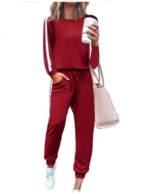 Hotouch Women's Long Sleeve Tracksuit Casual Sweatsuits Sets 2 Piece Jogging Suit Cotton Outfits Clothes with Pocket