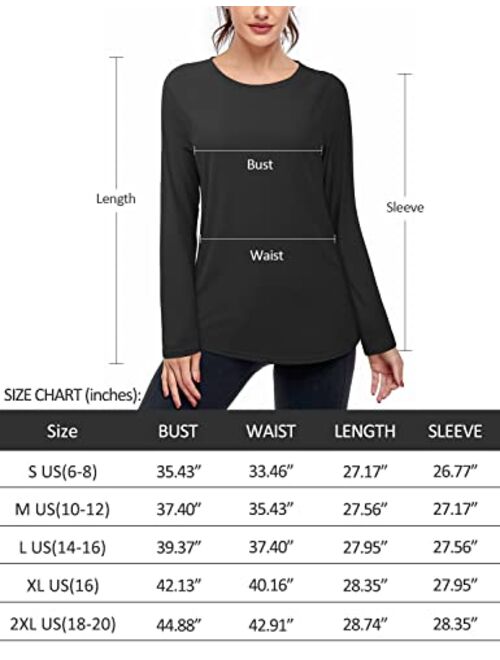 BLEVONH Women Casual Yoga Tops with Bras Lightweight Long Sleeve Shirts S-2XL